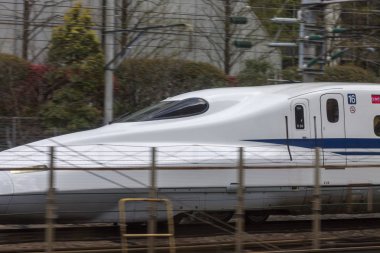 Japonya, Tokyo, 04/12/2017. Yüksek hızlı tren shinkansen yakın çekim
