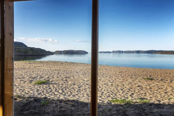 바다와 창에서의 클로즈업 — 스톡 사진