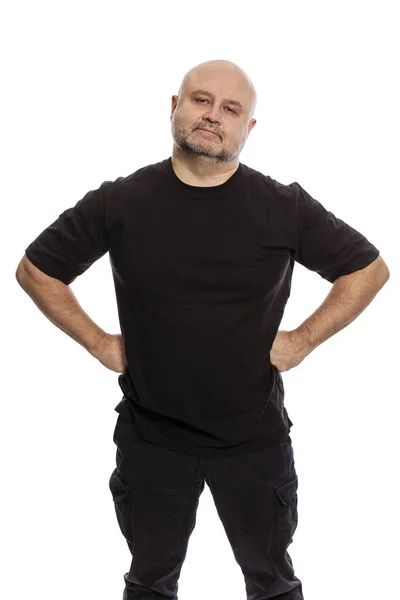 Mann mittleren Alters mit Glatze, isoliert auf weißem Hintergrund — Stockfoto