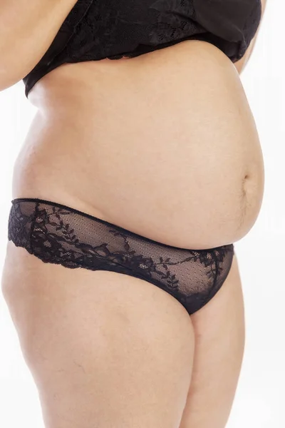 Толстое женское тело в нижнем белье, крупным планом — стоковое фото