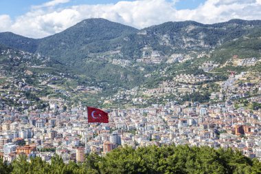 Alanya, Türkiye, 05/08/2019: Şehrin güzel üst görünümü.