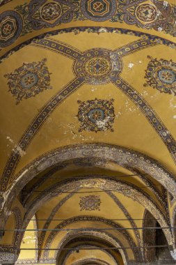 İstanbul, Türkiye, 23.05.2019: İçişleri Aya Sofya. Freskli tavan. Closeup. .