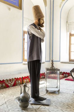 Konya, Türkiye, 05/12/2019: Mevlana Müzesi'nde balmumu figürleri. 