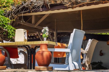 Güney tatil yerinde Rustik kafe. Close.