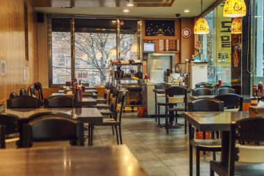 Seul, Güney Kore, 30.12.2017: Kore'de bir kafenin içi.