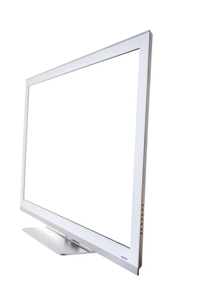 TV de prata com uma tela isolada em um fundo branco. Close-up . — Fotografia de Stock