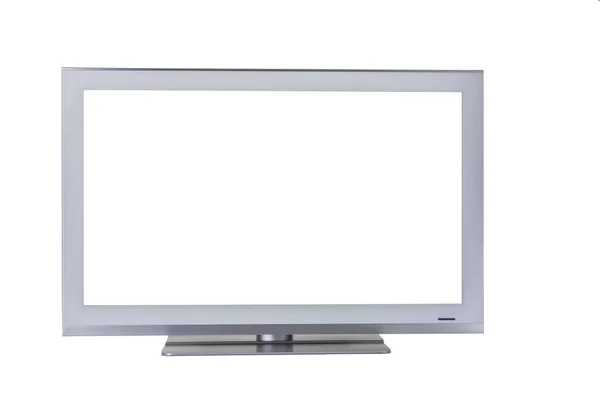 TV de prata com uma tela isolada em um fundo branco. Close-up . — Fotografia de Stock