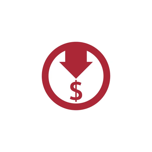Dollar Minskar Ikonen Pengar Symbol Med Pil Sträcker Stigande Droppe — Stock vektor