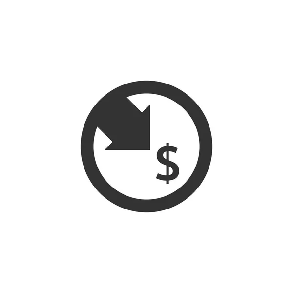 Icône Diminution Dollar Symbole Argent Avec Flèche Étirant Chute Hausse — Image vectorielle
