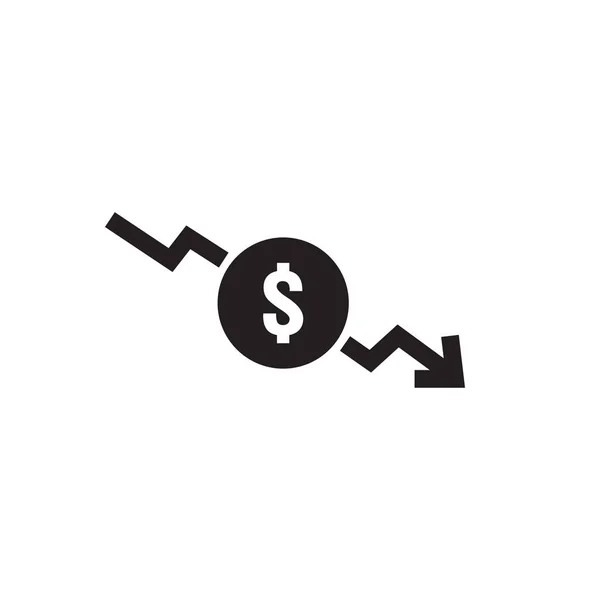 Icono Disminución Dólar Dinero Símbolo Con Flecha Estiramiento Caída Ascendente — Archivo Imágenes Vectoriales