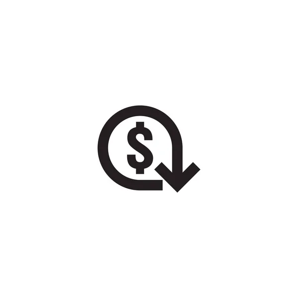 Icona Diminuzione Del Dollaro Simbolo Denaro Con Freccia Che Estende — Vettoriale Stock