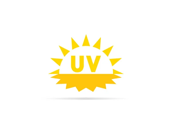 Icono Radiación Ultravioleta Con Símbolo Del Logotipo Del Sol Ilustración — Archivo Imágenes Vectoriales
