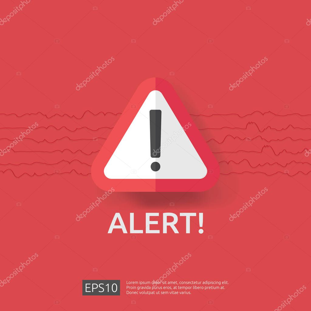 Warning alert sign with triangle exclamation mark symbol. hazard disaster attention protection icon or vpn internet safety alert concept vector illustration.