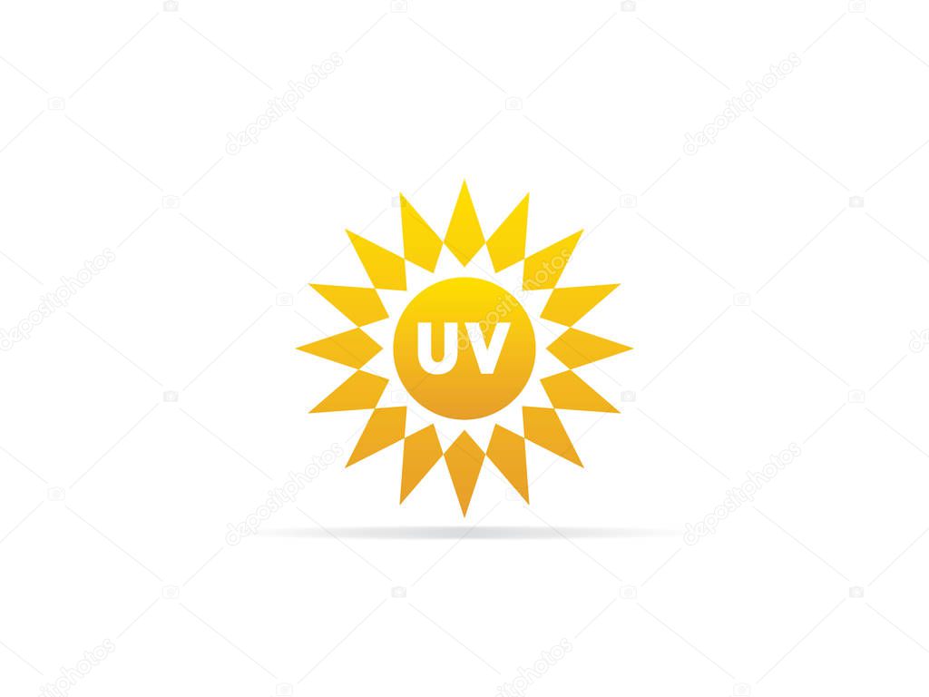 UV radiation icon, ultraviolet with sun logo symbol. vector illustration.