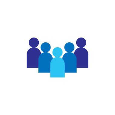 İnsanlar simgesi. İş kurumsal ekip birlikte çalışma. Sosyal ağ grup logosu simgesi. Kalabalık işareti. Liderlik ya da topluluk kavramı. Düz stil vektör çizim.