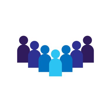 İnsanlar simgesi. İş kurumsal ekip birlikte çalışma. Sosyal ağ grup logosu simgesi. Kalabalık işareti. Liderlik ya da topluluk kavramı. Düz stil vektör çizim.