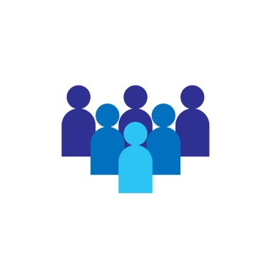 İnsanlar simgesi. İş kurumsal ekip birlikte çalışma. Sosyal ağ grup logosu simgesi. Kalabalık işareti. Liderlik ya da topluluk kavramı. Düz stil vektör çizim.