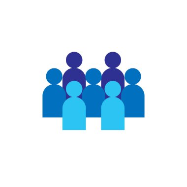 İnsanlar simgesi. İş kurumsal ekip birlikte çalışma. Sosyal ağ grup logosu simgesi. Kalabalık işareti. Liderlik ya da topluluk kavramı. Düz stil vektör çizim.