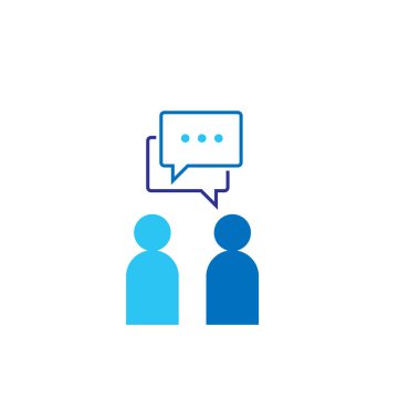 Sosyal konuşma ağ grup logosu simgesi. İnsanlar simgesi. İş kurumsal ekip birlikte çalışma. Kalabalık işareti. Liderlik ya da topluluk kavramı. Düz stil vektör çizim.