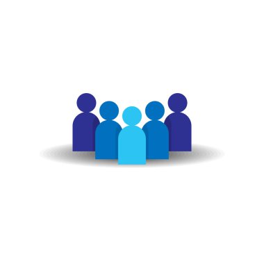 İnsanlar simgesi. İş kurumsal ekip birlikte çalışma. Sosyal ağ grup logosu simgesi. Kalabalık işareti. Liderlik ya da topluluk kavramı. Düz stil vektör çizim.