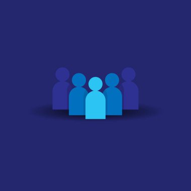 İnsanlar simgesi. İş kurumsal ekip birlikte çalışma. Sosyal ağ grup logosu simgesi. Kalabalık işareti. Liderlik ya da topluluk kavramı. Düz stil vektör çizim.