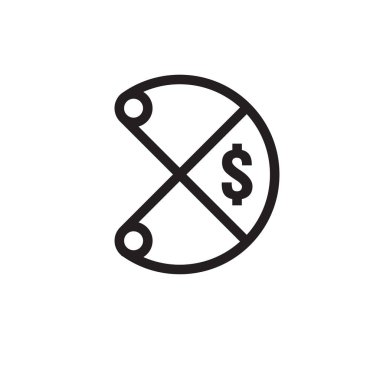 dolar azalma simgesi. Damla yükselen para sembol düşmek. İş makas maliyet azaltma simgesi beyaz arka planda kesti. vektör çizim.