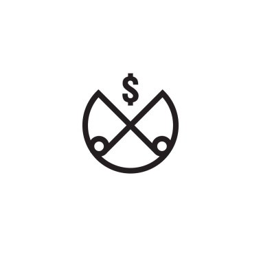 dolar azalma simgesi. Damla yükselen para sembol düşmek. İş makas maliyet azaltma simgesi beyaz arka planda kesti. vektör çizim.