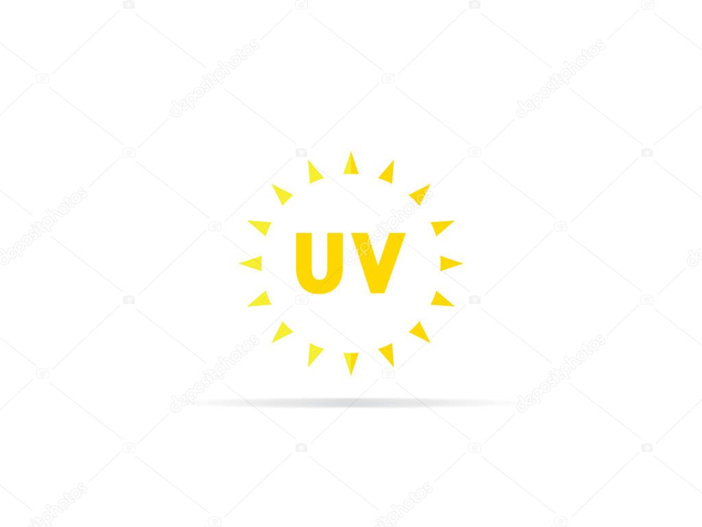 UV radiation icon, ultraviolet with sun logo symbol. vector illustration.