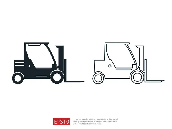 Forklift Ciężarówka Linii Ikona Magazyn Widelec Loader Ilustracji Wektorowych Dostawy — Wektor stockowy