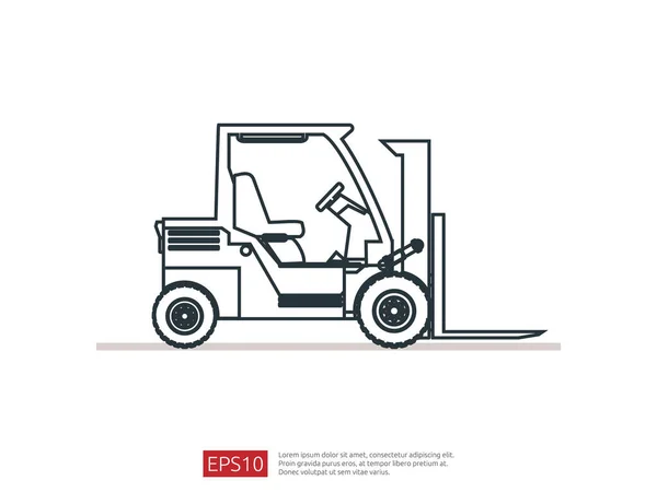 Forklift Ciężarówka Linii Ikona Magazyn Widelec Loader Ilustracji Wektorowych Dostawy — Wektor stockowy