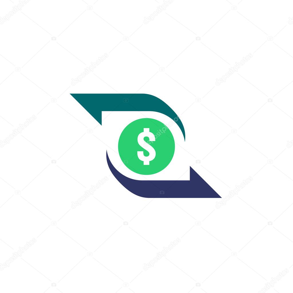 Money transfer Icon. Chargeback contour sign. quick fund cash back symbol. Currency exchange refinance. Return on investment. Refund stock market business. Vector line illustration.