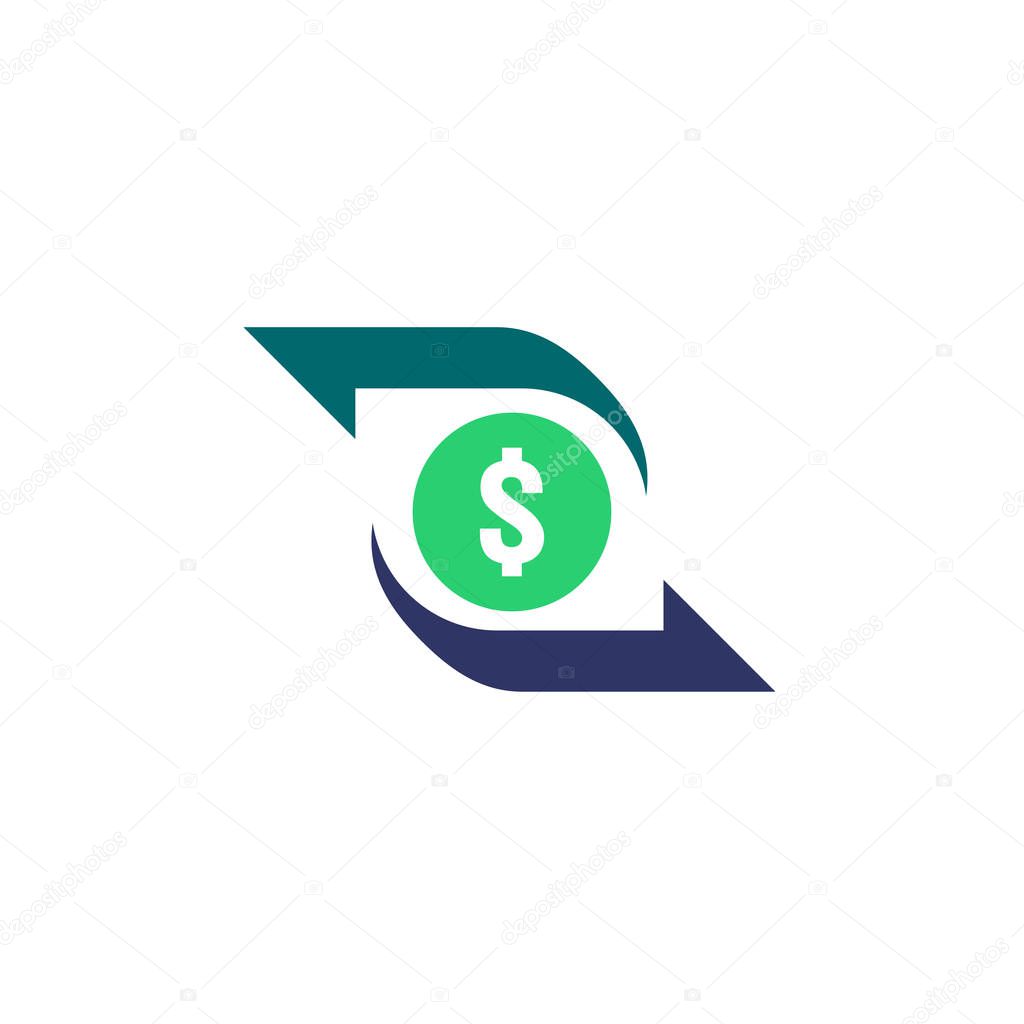 money transfer Icon. Chargeback contour sign. quick fund cash back symbol. Currency exchange refinance. Return on investment. Refund stock market business. Vector line illustration.