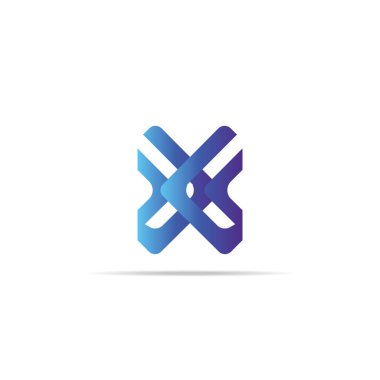Altıgen element nesne soyut geometrik harf X logo şablonu. sonsuz küp kutusu şekil simgesi simgesi tasarım posta, kurumsal iş, apps, veri teknolojisi için. Vektör çizim.