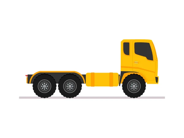 Gul Traktor Lastbil Trailer Långa Fordon Med Platt Designstil Vit — Stock vektor