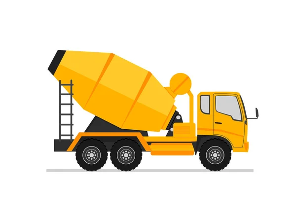 Ikonu Konkrétní Vůz Míchání Cementu Truck Boční Pohled Ploché Styl — Stockový vektor