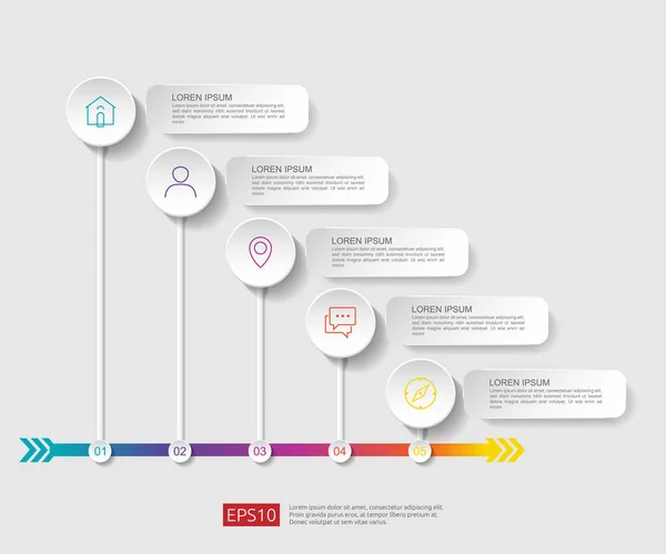 5 adım Infographic. zaman çizelgesi tasarım şablonu ile 3d kağıt etiket, entegre daireler. İş kavramı ile seçme hakkı. İçerik, diyagram, akış şeması, adımları, parçalar, iş akışı düzen, grafik için