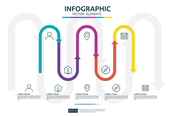 Γράφημα Βήματα Πρότυπο Σχεδίασης Χρονολόγιο Στοιχείο Συνδέσμου Βέλος Επιχειρηματική Ιδέα — Διανυσματικό Αρχείο