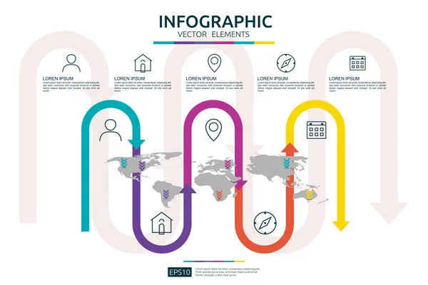 Βήματα Για Επαγγελματίες Γράφημα Πρότυπο Σχεδίασης Χρονολόγιο Βέλος Στοιχείο Και — Διανυσματικό Αρχείο