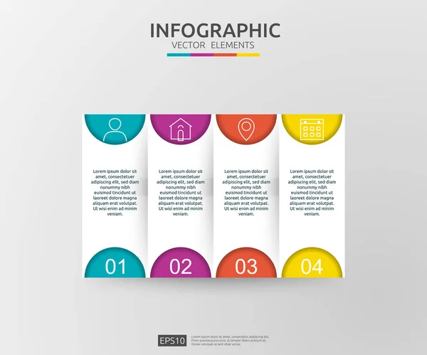 Adımda Infographic Zaman Çizelgesi Tasarım Şablonu Ile Kağıt Etiket Kavramı — Stok Vektör