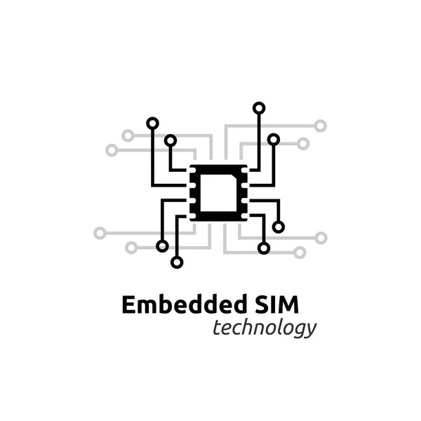Esim katıştırılmış SIM kart ağ simgesi simgesi kavramı. Yeni çip telefon hücresel iletişim teknolojisi. düz stil vektör çizim.