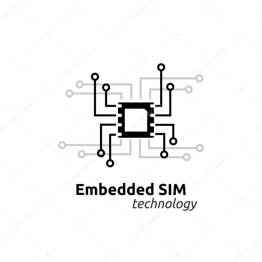 eSIM Embedded SIM card network icon symbol concept. new chip mobile cellular communication technology. vector illustration in flat style.