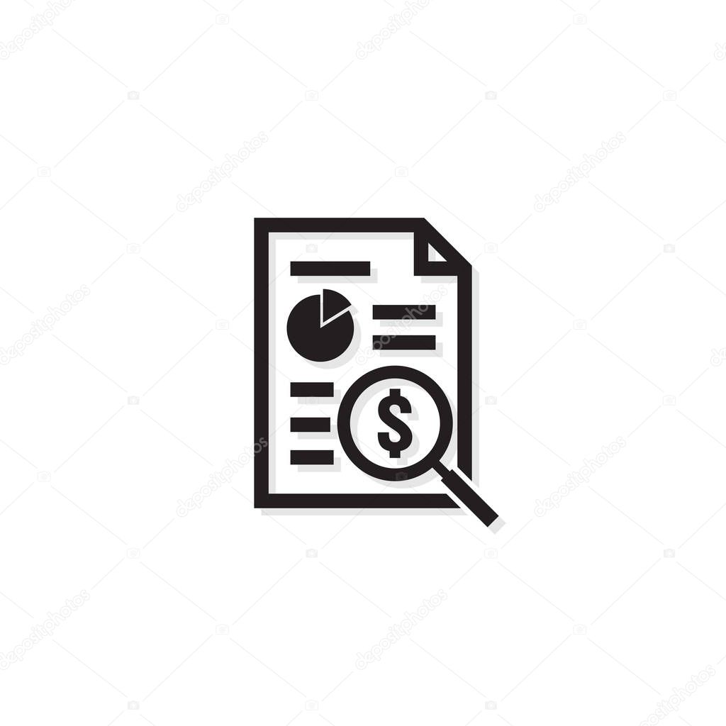 Invoice line icon. Payment money dollar bill symbol. budget cost finance report document with chart. Small data concept. Accounting business management line sign. outline vector illustration design.