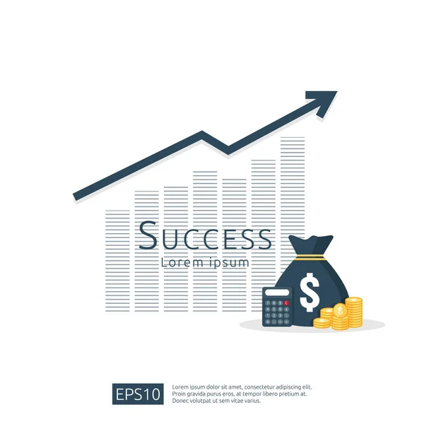 Rendement Investering Roi Concept Zakelijke Groei Pijlen Tot Succes Dollar — Stockvector