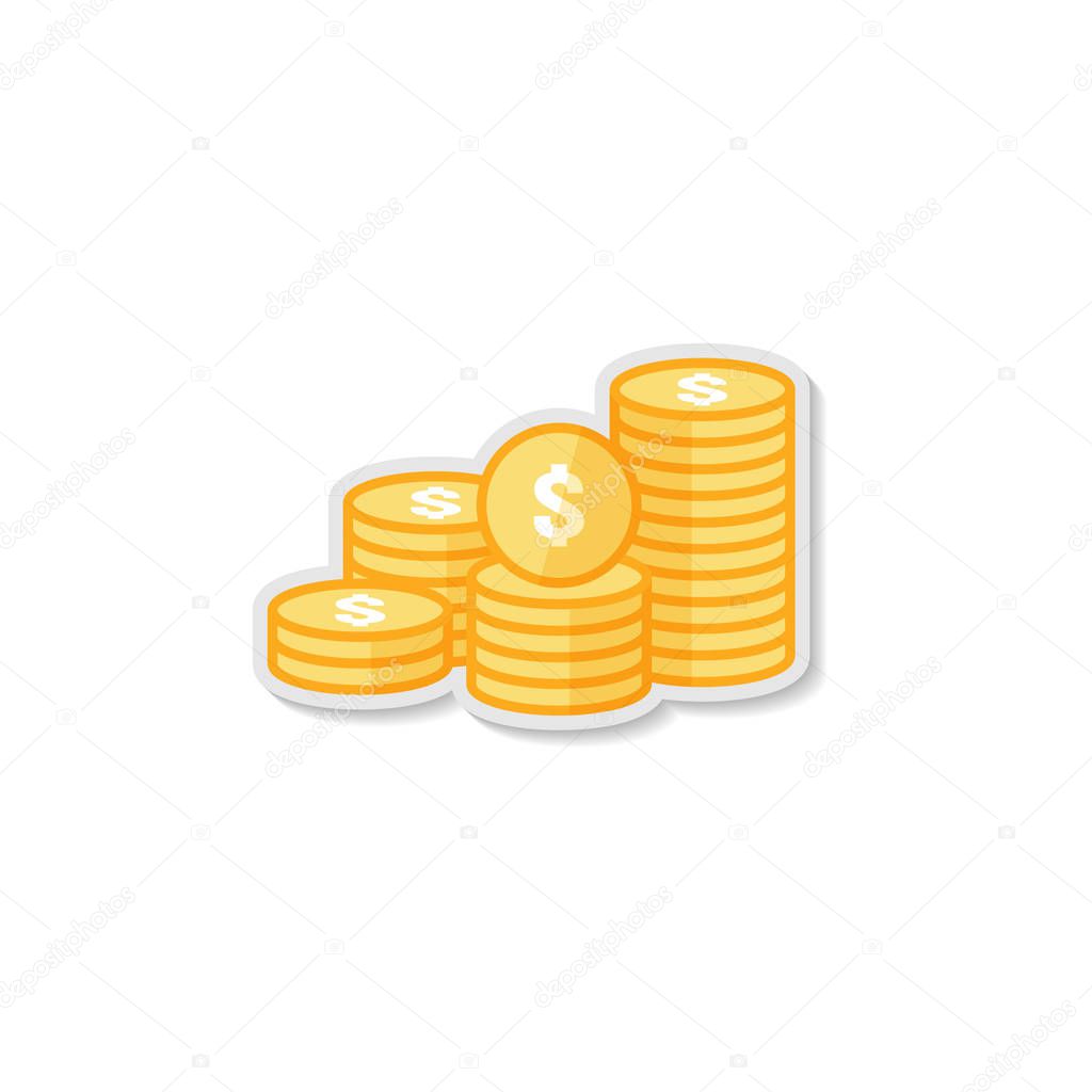 dollar pile coins icon. gold golden money stack for profit financing. business investment growth concept for info graphics, websites, mobile and print media. flat style vector illustration.