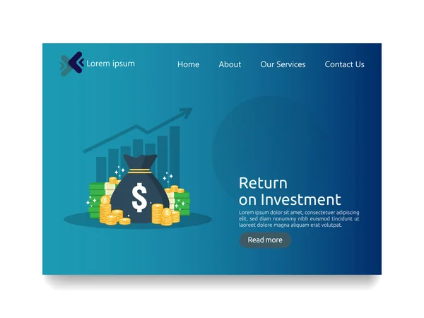 Rendement Capital Investi Concept Roi Croissance Des Entreprises Financières Fléchit — Image vectorielle