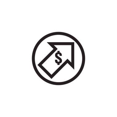 Dolar oranı yükseltme simgesi. Uzayan oklu para sembolü. Artan fiyatlar İş maliyeti satış ikonu. Nakit maaş artışı. Yatırım artışı vektör illüstrasyonu