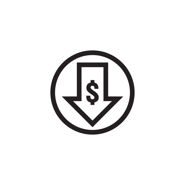 Ikona Pokles Dolaru Šipky Symbol Šipky Peníze Protahování Rostoucí Pokles — Stockový vektor