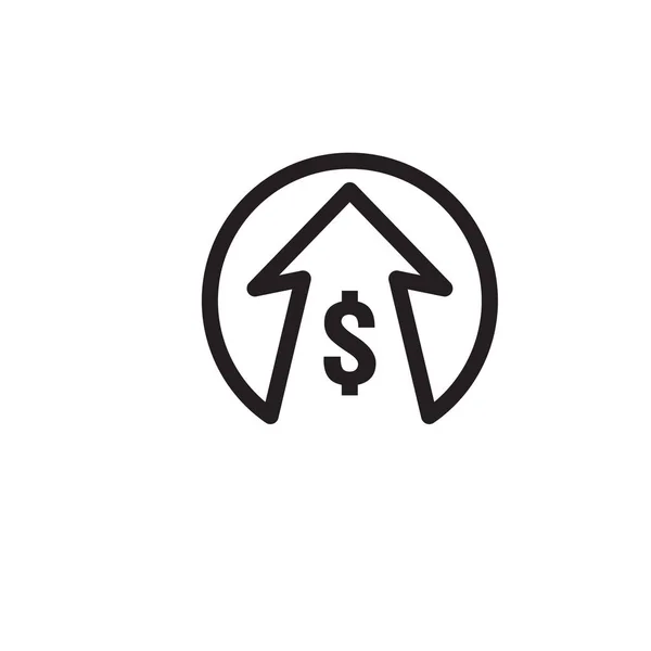 Ikona Zvýšení Dolarové Sazby Symbol Peněz Nataženou Šipkou Nahoru Stoupající — Stockový vektor