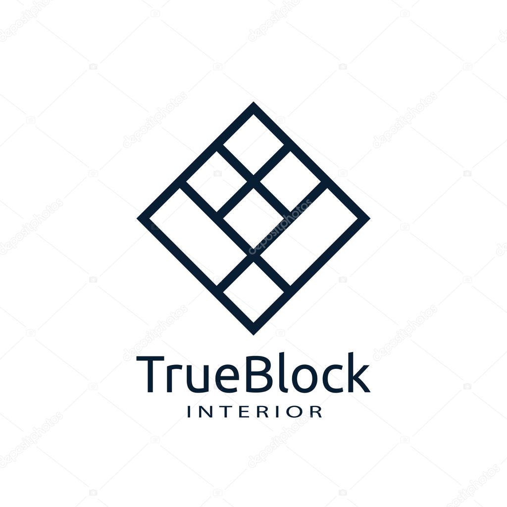Tile wall logo icon for carpet, floor, ceramic industry. hexagon square abstract symbol. minimal sign concept design template vector illustration