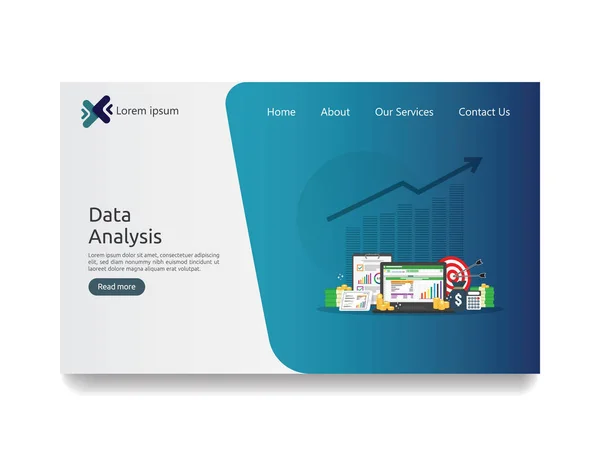 Análise Big Data Tela Seo Analytic Auditoria Negócios Planilha Com — Vetor de Stock